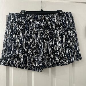 White House Black Market Navy & White High-Waist Printed Shorts